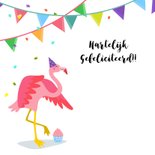 Vrolijke Flamingo Verjaardagskaart Met Slingers Kaartje Go