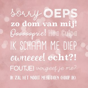 Roze Te Laat Verjaardagskaart Sorry Oeps Mea Kaartje Go