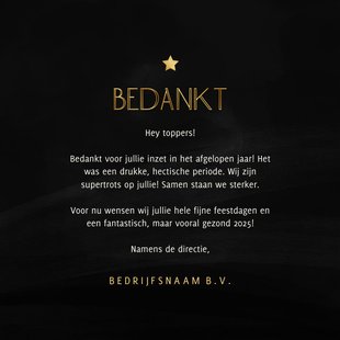 Zakelijke Kerstkaart Bedankt Met Ster Op Kaartje Go