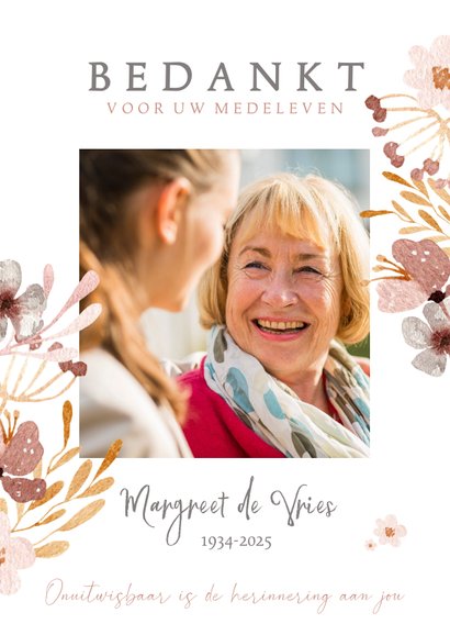 Bedankkaart Na Overlijden Modern Bloem Kaartje Go