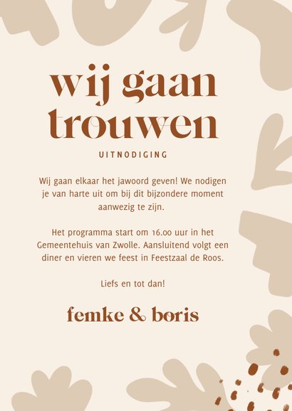 Beige Trouwkaart Met Trendy Abstracte Vormen Kaartje Go