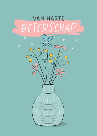 Beterschapskaart Met Vrolijke Bloemen In Kaartje Go