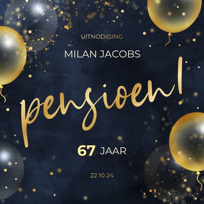 Feestelijke Uitnodiging Pensioen Met Gouden Kaartje Go