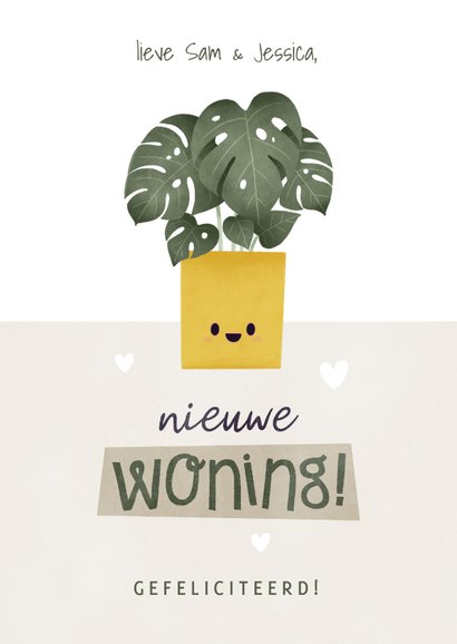 Felicitatiekaart Nieuwe Woning Met Lief Plantje Kaartje2go