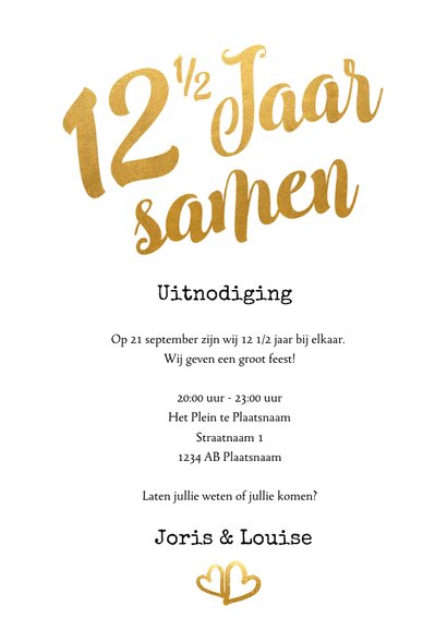 Jubileum 12 1 2 Jaar Samen Goud Kaartje2go