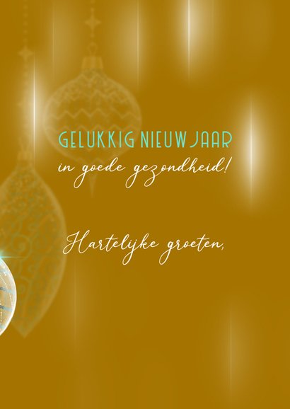 Kerstkaart Glazen Kerstballen Op Oker Kaartje Go