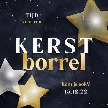 Kerstkaart Kerstborrel Met Sterren Donkerblauw Kaartje2go