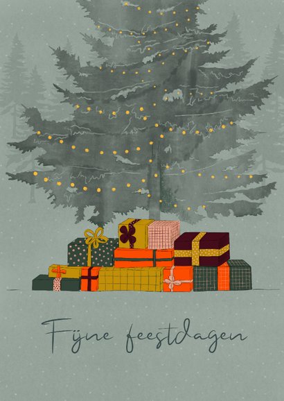 Kerstkaart Met Kerstboom En Cadeautjes Kaartje2go