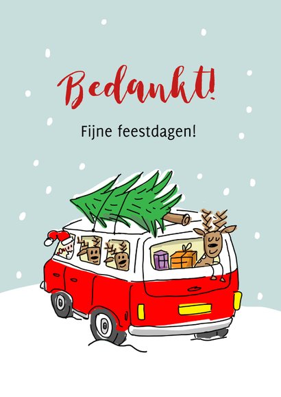 Kerstkaart Met Vw Busje Bedankt Kerstkaarten Kaartje Go