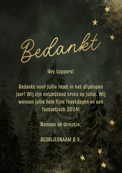 Kerstkaart Zakelijk Bedankt Met Kerstbomen En Kaartje Go