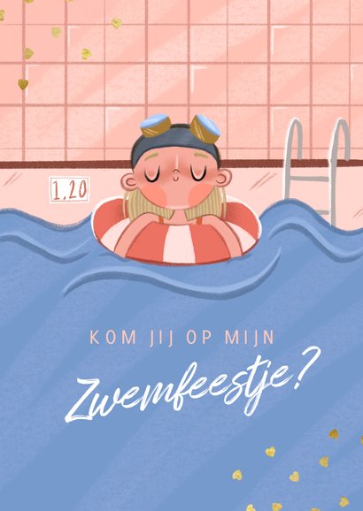 Kinderfeestje Uitnodiging Zwemfeestje Zwembad Kaartje Go