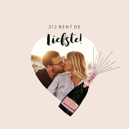 Liefdekaart Met Champagne Illustratie En Leuke Kaartje Go