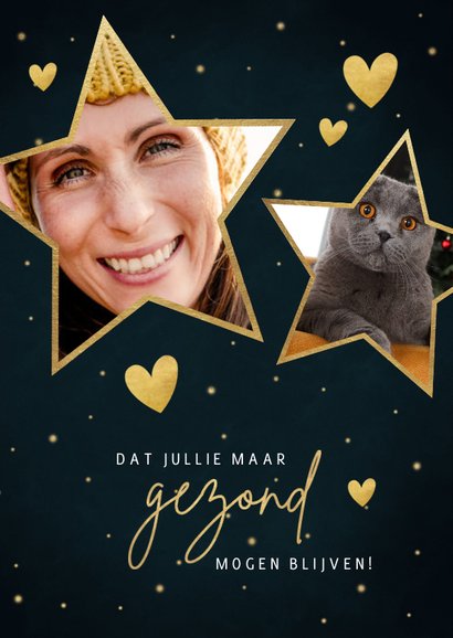 Nieuwjaarskaart Met Foto S In Sterren Liefde En Kaartje Go