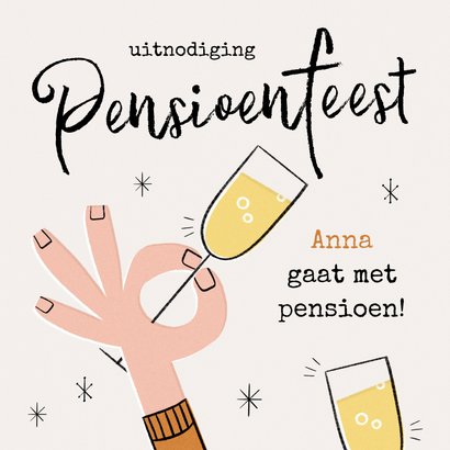 Retro Uitnodiging Pensioenfeest Met Proostende Kaartje2go