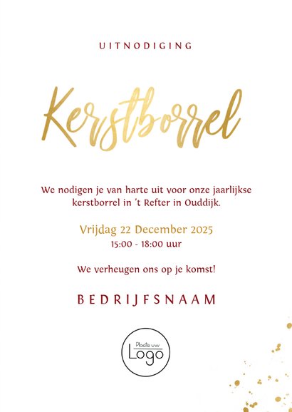 Stijlvolle Uitnodiging Zakelijke Kerstborrel Kaartje2go