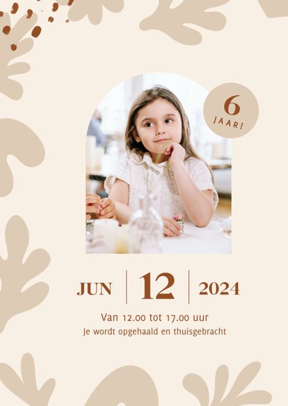 Trendy Beige Uitnodiging Voor Kinderfeestje Kaartje2go