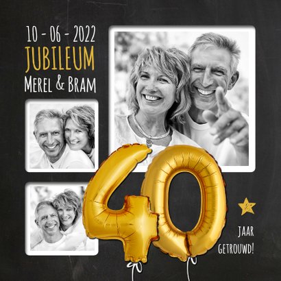 Uitnodiging Jubileum Ballonnen Goud Kaartje Go