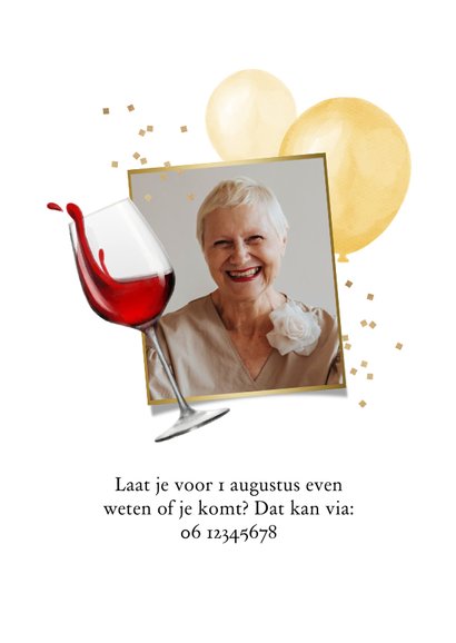 Uitnodiging Wijn Borrel Ballonnen Confetti Kaartje2go