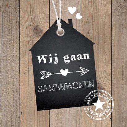 Verhuiskaart Samenwonen Label Huis Houtlook Kaartje Go