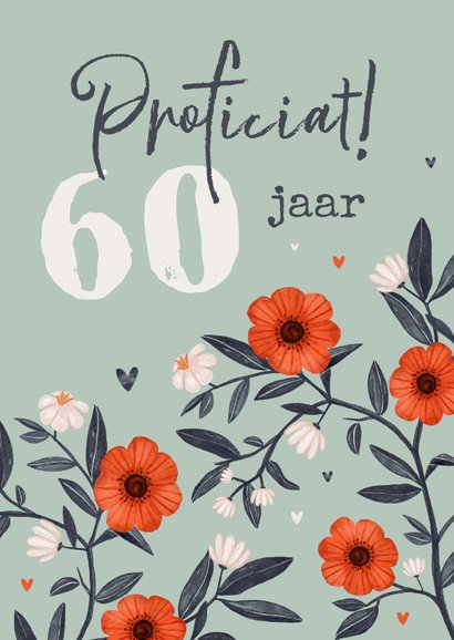 Verjaardagskaart Bloemen Hartjes Vrouw Groen Kaartje Go