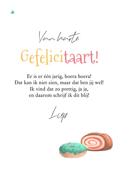 Verjaardagskaart Gefelicitaart Taart Confetti Kaartje2go