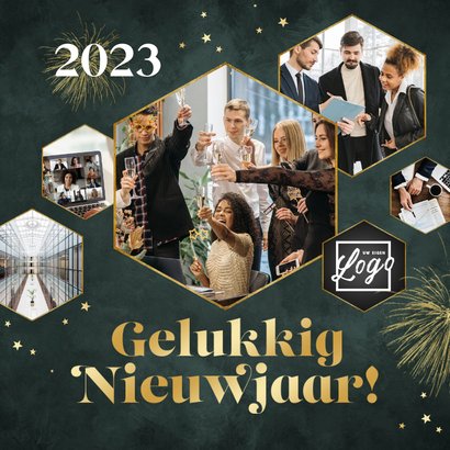 Zakelijke Nieuwjaarskaart Fotocollage Vuurwerk Kaartje2go