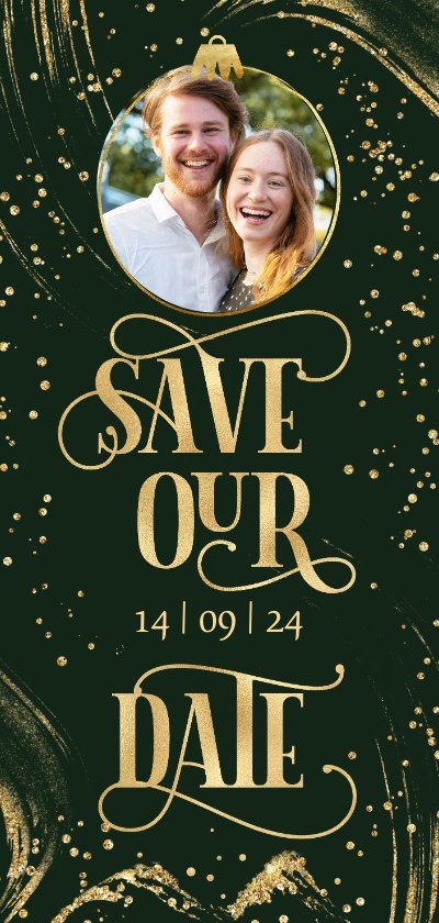 Save The Date Goudlook Kerst Foto Sierlijke Kaartje Go