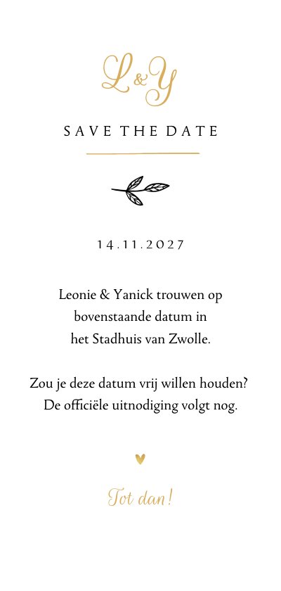 Save The Date Uitnodigingskaart Huwelijk Kaartje2go