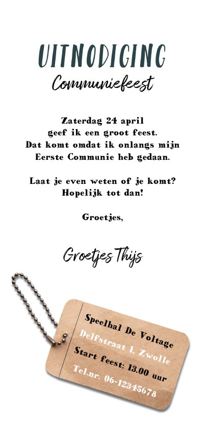 Stoer Communie Uitnodiging Feestje Legerprint Kaartje2go