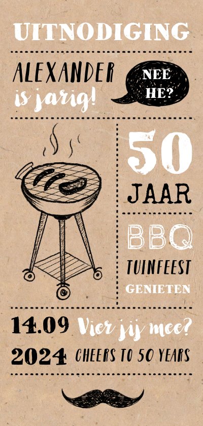 Uitnodiging Tuinfeest BBQ Met Illustraties Op Kaartje2go