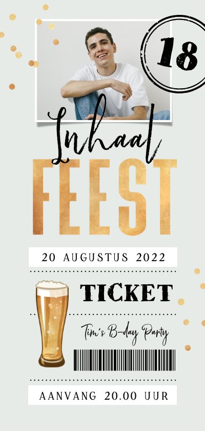 Uitnodiging Verjaardag Inhaalfeest Bier Ticket Kaartje Go