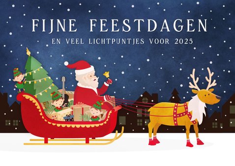 Gezellige Kerstkaart Met Kerstman In Arrenslee Kaartje Go