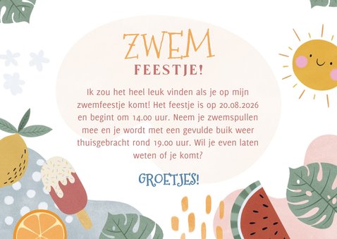 Kinderfeestje Uitnodiging Zwemfeestje Tropisch Kaartje Go