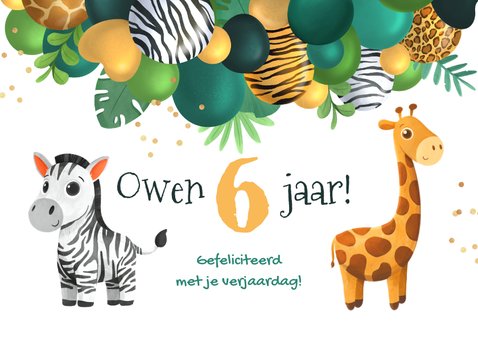 Verjaardagskaart Kind Jungle Giraf Zebra Kaartje2go