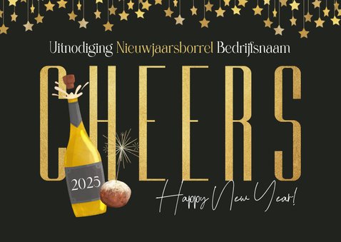 Zakelijk Uitnodiging Nieuwjaarsborrel Champagne Kaartje Go