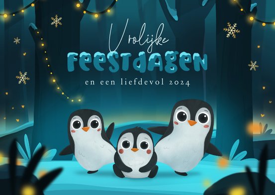 Kerstkaarten met pinguïn Kaartje2go