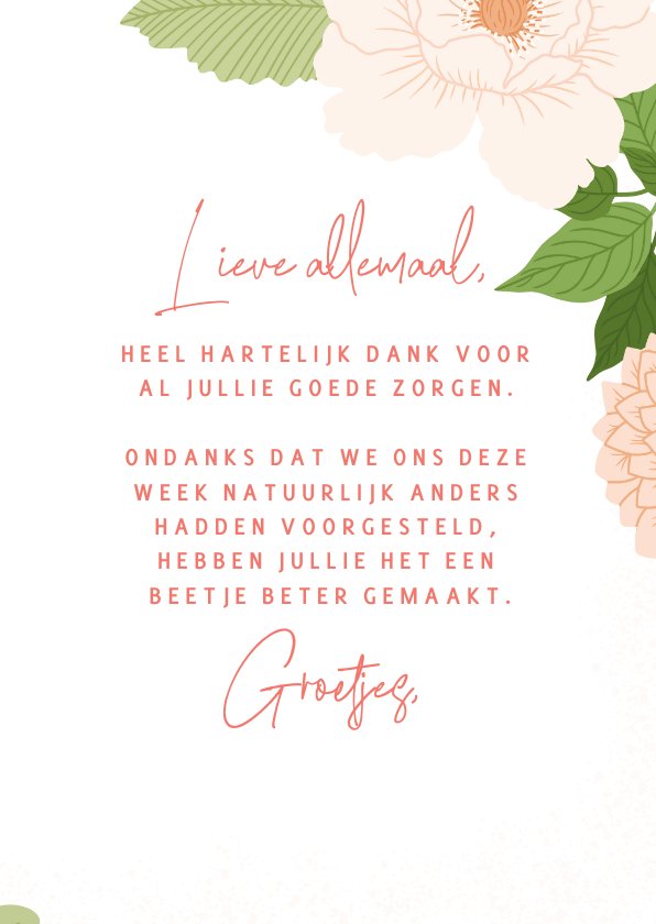 Bedankkaart Goede Zorgen Met Bloemen Kaartje Go