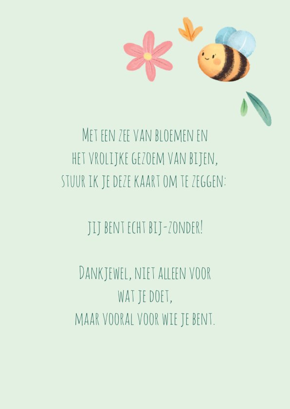 Bedankkaartje Met Bijtjes En Bloemen Kaartje2go