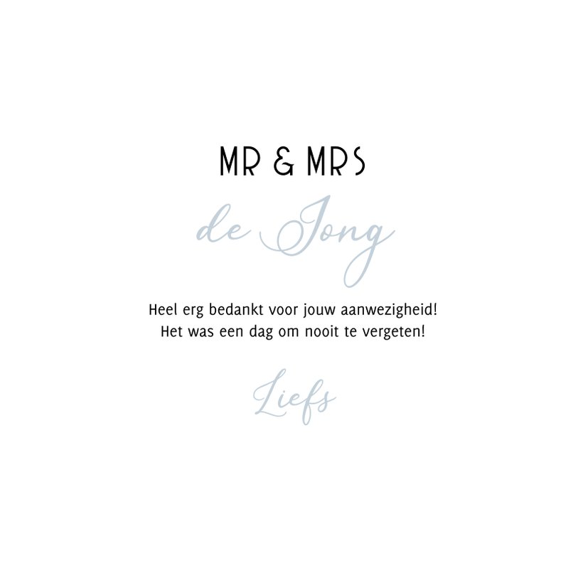 Bedankt Trouwkaart Winter Wedding Ticket Blauw Kaartje Go