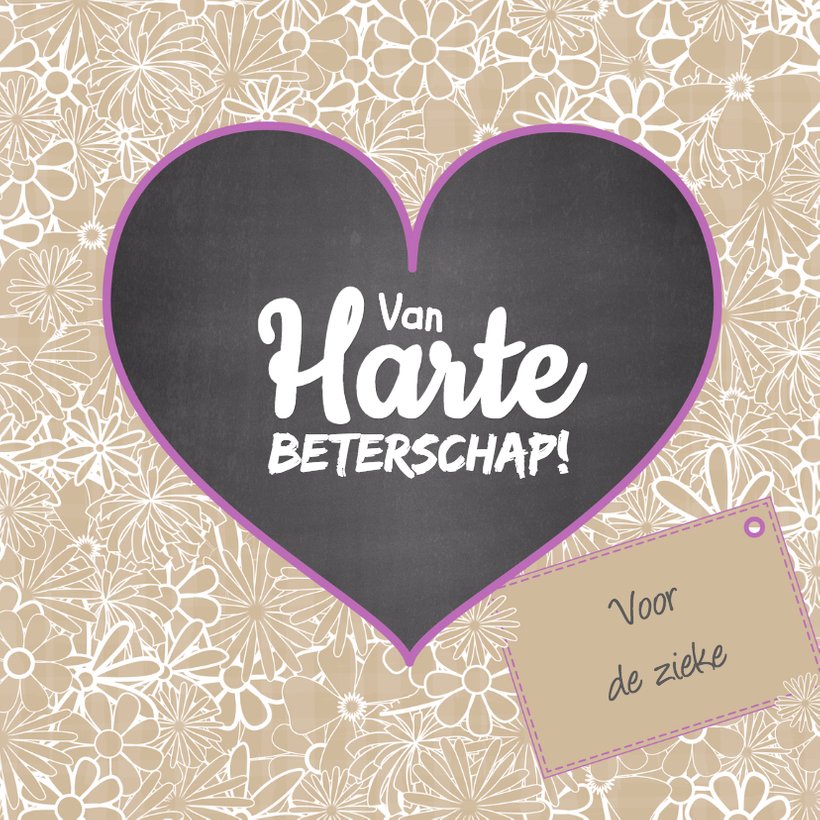 Beterschap Hart Bloemen Trendy Kaartje Go