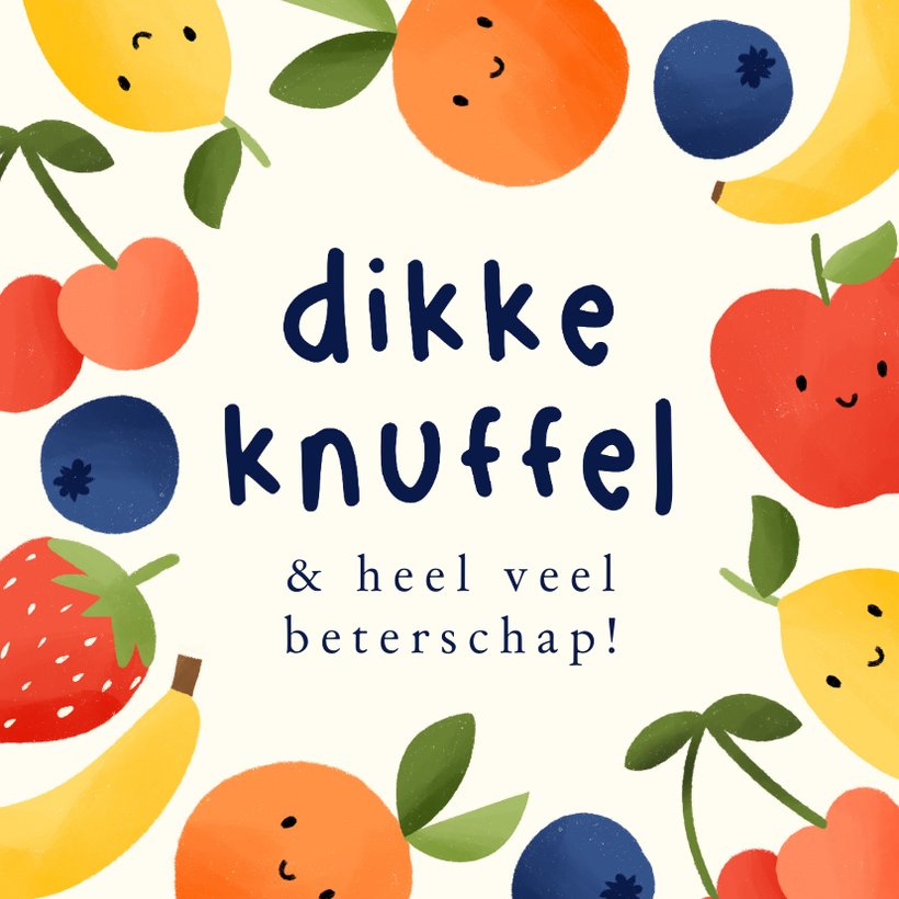 Beterschapskaartje Kind Illustraties Fruit Met Kaartje Go