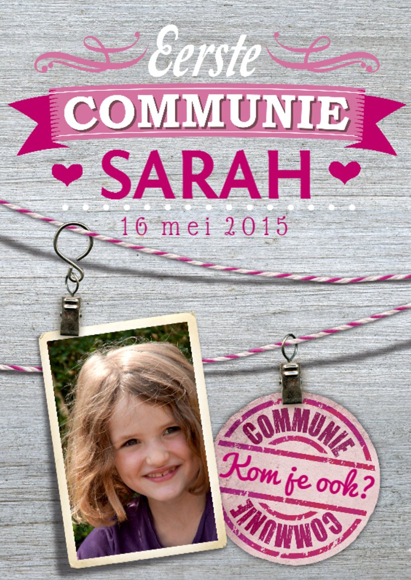 Communie Kaart Waslijn Meisje Communiekaarten Kaartje2go