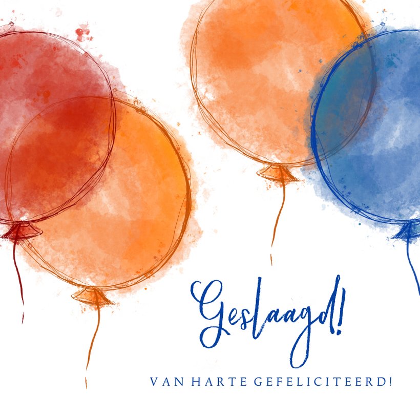 Geslaagd Felicitatie Rood Oranje Blauwe Kaartje2go