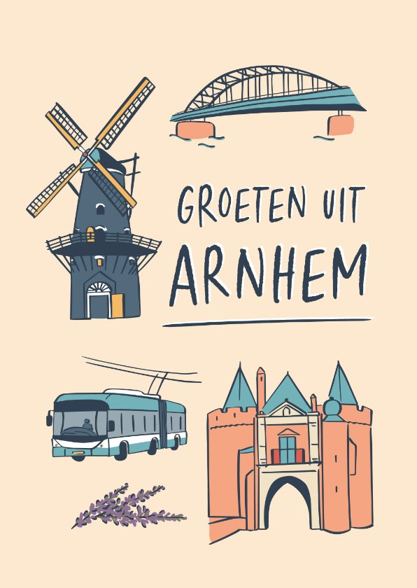 Groeten Uit Arnhem Illustraties Gebouwen Kaartje2go