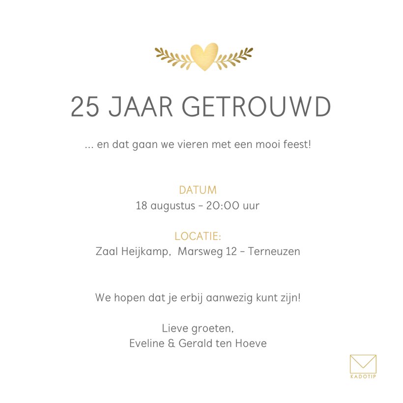 Huwelijksjubileum Uitnodiging Klassiek Met Kaartje2go