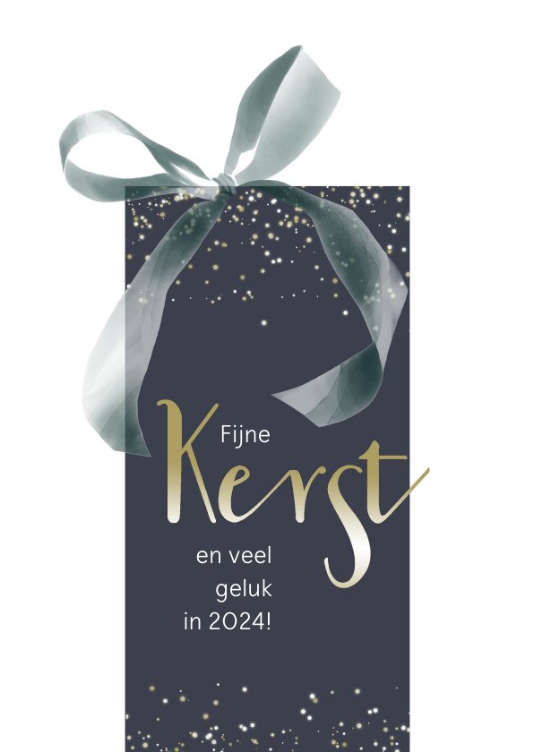 Kerstkaart Klassiek Met Strik Kaartje Go