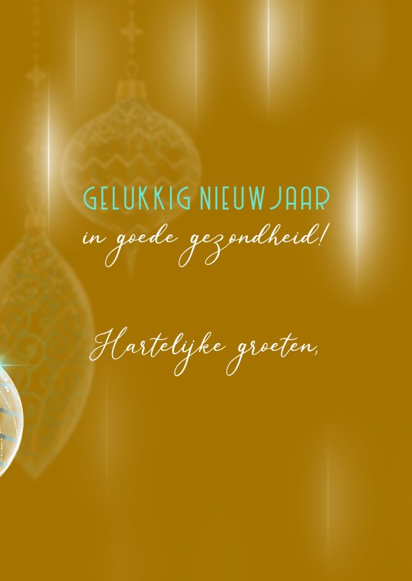 Kerstkaart Glazen Kerstballen Op Oker Kaartje2go