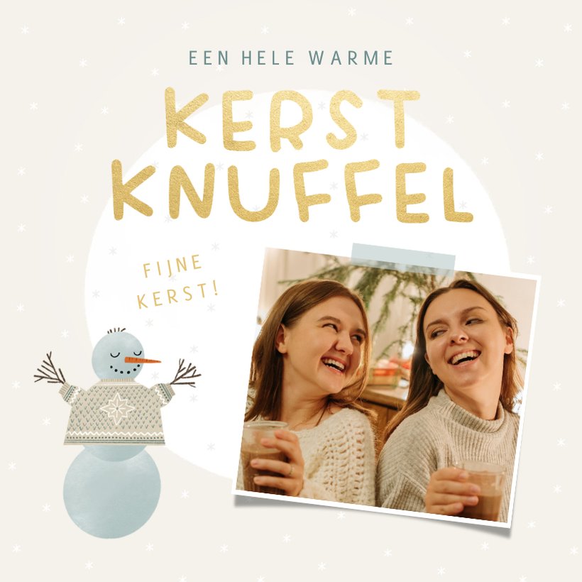 Kerstkaart Sneeuwpop Warme Kerstknuffel Met Kaartje Go