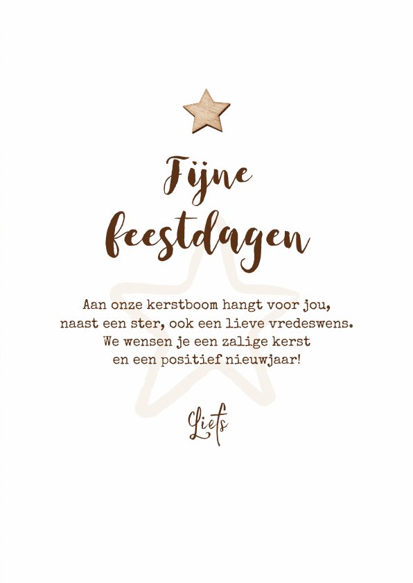 Kerstkaart Sterren Hout Lampjes Foto Fijne Kaartje2go