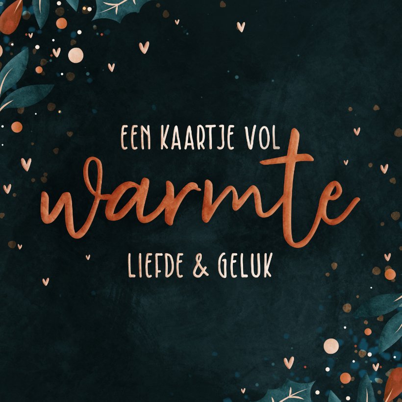 Kerstkaart Vol Warmte Met Hartjes Takjes En Kaartje Go